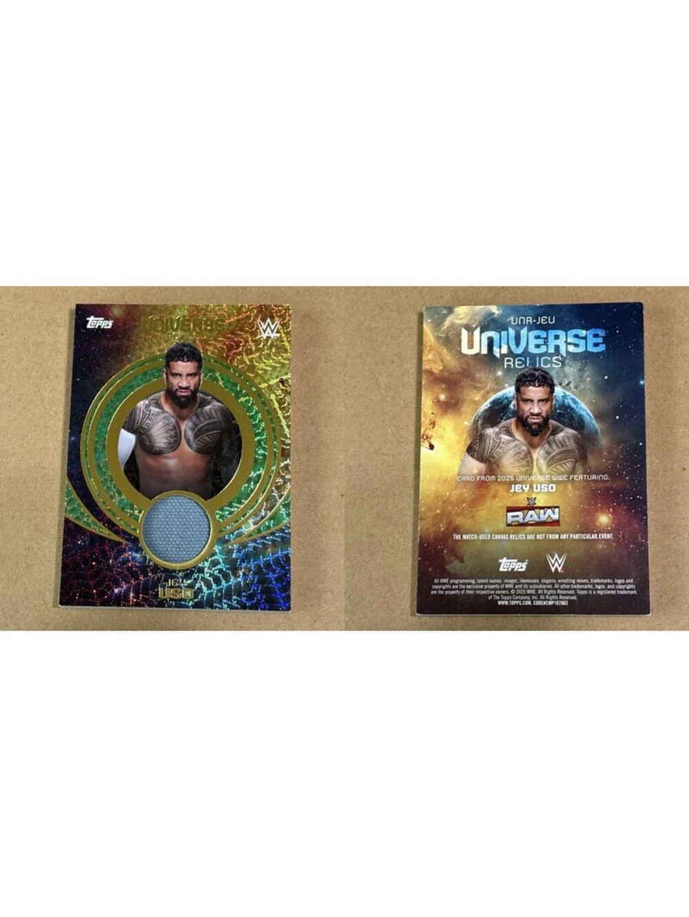 2025 Topps Universe WWE Jey Uso #UNR-JEU Universe Relics #/199